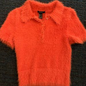 Orange Fuzzy Polo